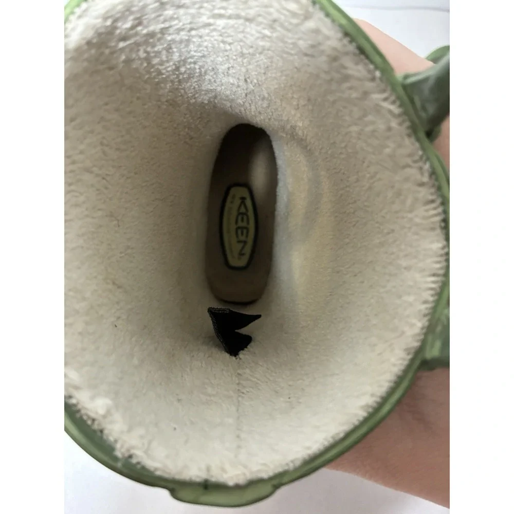 Keen‎ Kids Rain boots Sz 10 Green Rubber Pull On Waterproof Sherpa Lined